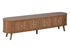 Móvel TV vintage 180x38x47 cm em madeira escura com 4 portas