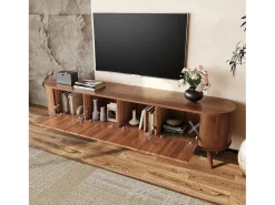 Móvel TV vintage 180x38x47 cm em madeira escura com 4 portas