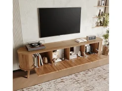 Móvel TV vintage 180x38x47 cm em madeira clara com 4 portas