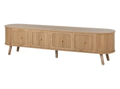 Móvel TV vintage 180x38x47 cm em madeira clara com 4 portas