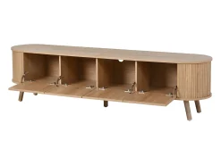 Móvel TV vintage 180x38x47 cm em madeira clara com 4 portas