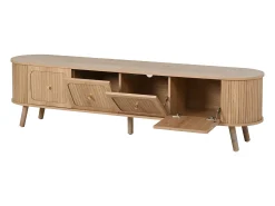 Móvel TV vintage 180x38x47 cm em madeira clara com 4 portas
