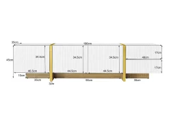 Móvel TV 190x35x45cm - com 3 portas 2 gavetas - grão dourado e madeira - MDF+PB - Branco+Dourado
