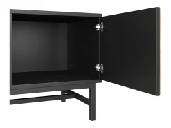 Móvel TV 150x38x55cm - com prateleiras e 2 portas - Natural + Preto