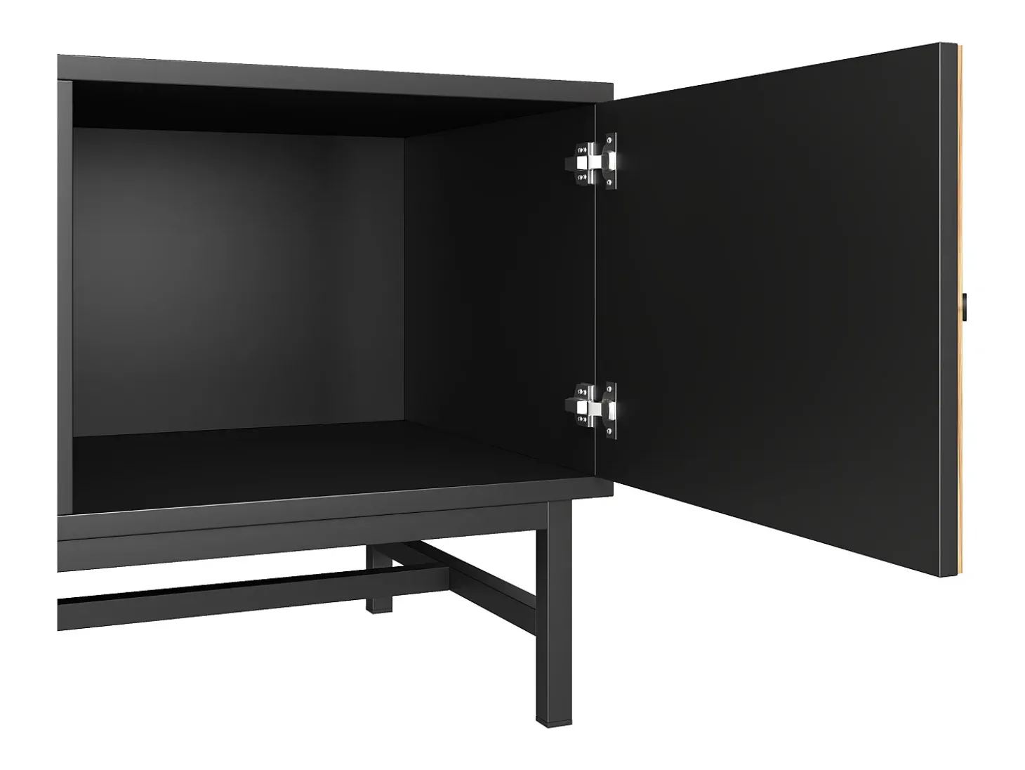 Móvel TV 150x38x55cm - com prateleiras e 2 portas - Natural + Preto
