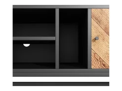 Móvel TV 150x38x55cm - com prateleiras e 2 portas - Natural + Preto