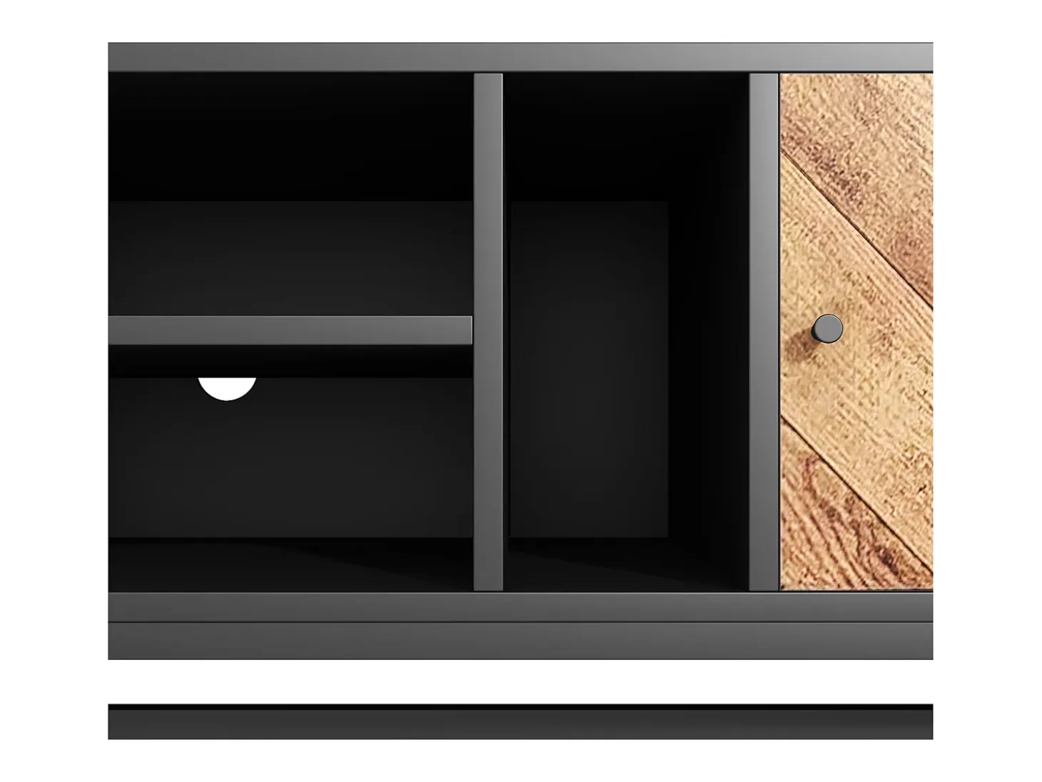 Móvel TV 150x38x55cm - com prateleiras e 2 portas - Natural + Preto