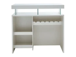 Móvel/bar FABIO - MDF lacado branco, luzes LED, 2 nichos