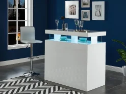 Móvel/bar FABIO - MDF lacado branco, luzes LED, 2 nichos