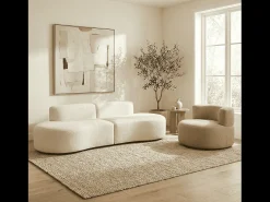 Pack Lounge sofá e poltrona - branco e areia