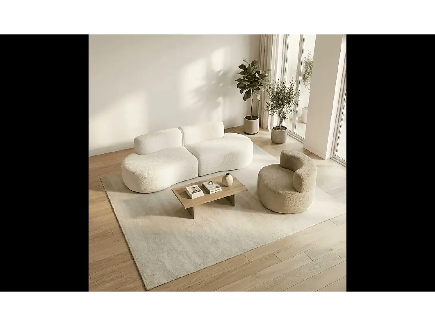 Pack Lounge sofá e poltrona - branco e areia