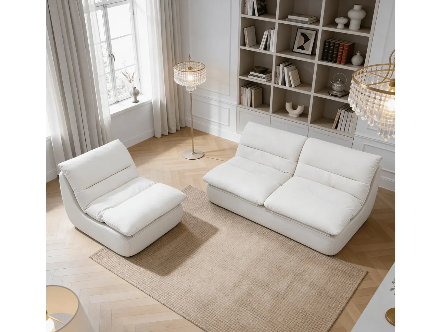 Pack Nuvia Living 3 lugares - branco e branco