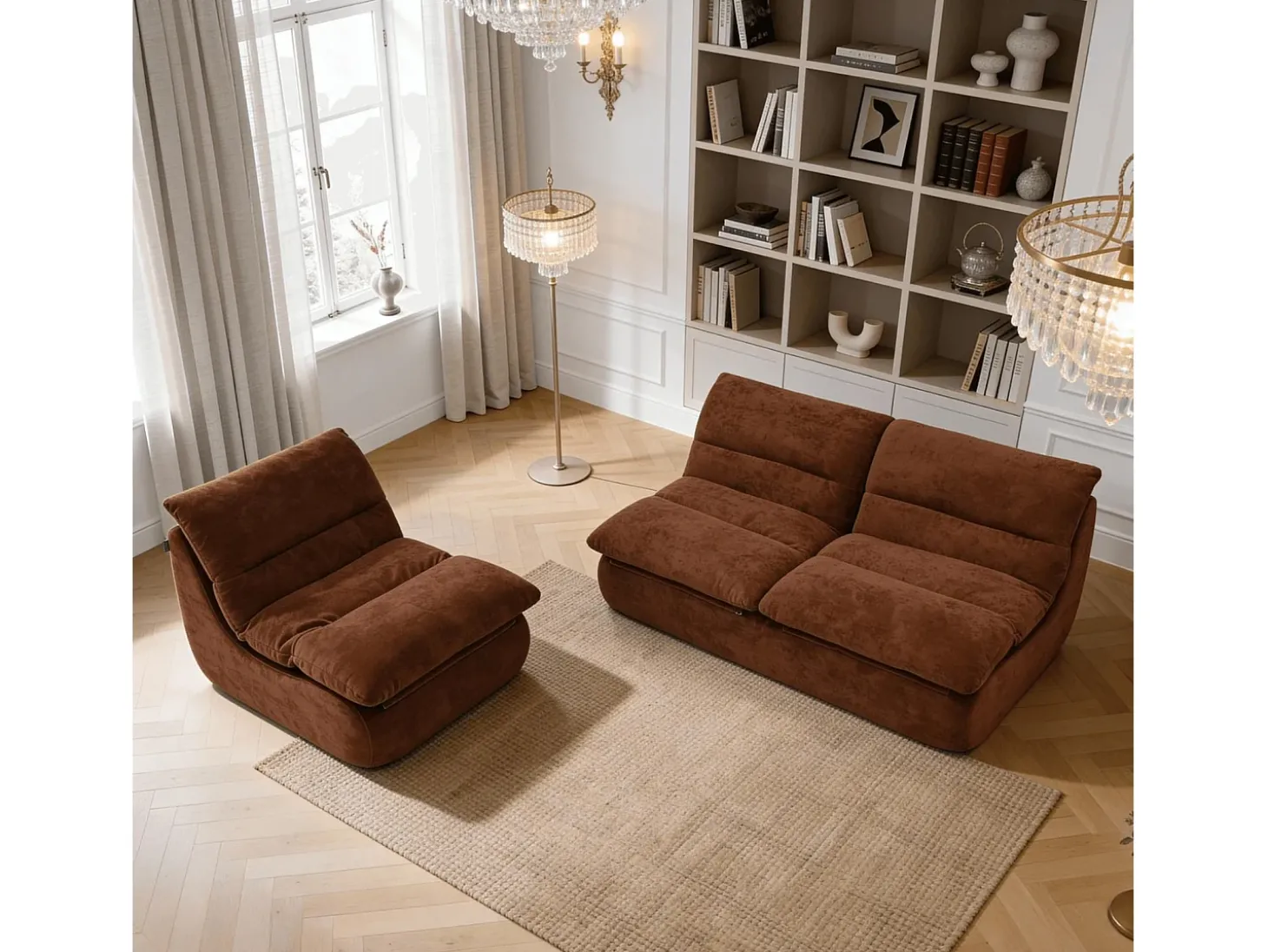 Pack Nuvia Living 3 lugares - chocolate e chocolate