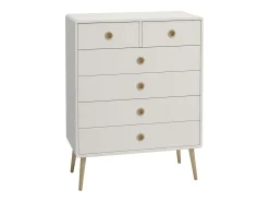 Paco : Cómoda com 1 porta e 2 gavetas em MDF Branco / Carvalho