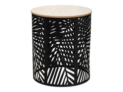 Pacote de 2 Mesas de Centro Feuille, Carvalho e Preto, 39/35 cm, Melamina/Metal