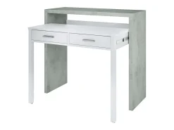 Pacote de mesa extensível Plutón e estante moderna de cimento/branco