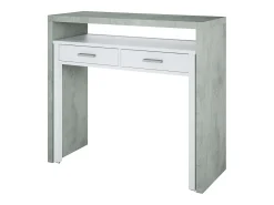 Pacote de mesa extensível Plutón e estante moderna de cimento/branco