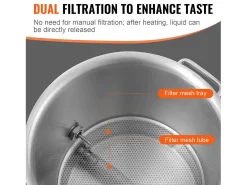 Panela de Fermentação SucceBuy de Aço Inoxidável 60.6L, Fundo Triplo, Panela de Cerveja, Suprimentos para Fabricação de Cerveja Caseira