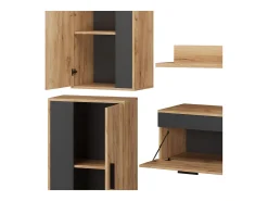 Parede da sala de estar carvalho goldkraft/antracite 140x35.2x38.7 berno
