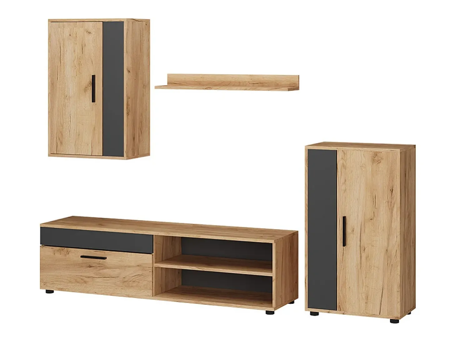Parede da sala de estar carvalho goldkraft/antracite 140x35.2x38.7 berno