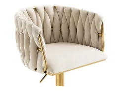 2Pcs Banquetas de bar em veludo - altura ajustável - giratório 360° - com descanso para pés - 53x51x87/105cm - Bege
