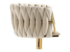 2Pcs Banquetas de bar em veludo - altura ajustável - giratório 360° - com descanso para pés - 53x51x87/105cm - Bege