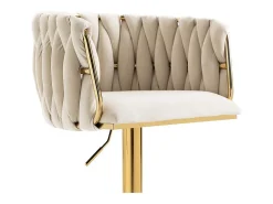 2Pcs Banquetas de bar em veludo - altura ajustável - giratório 360° - com descanso para pés - 53x51x87/105cm - Bege