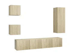 5pcs conjunto de móveis de TV derivados madeira carvalho sonoma PT533655