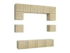 8pcs conjunto de móveis de TV derivados madeira carvalho sonoma PT746160
