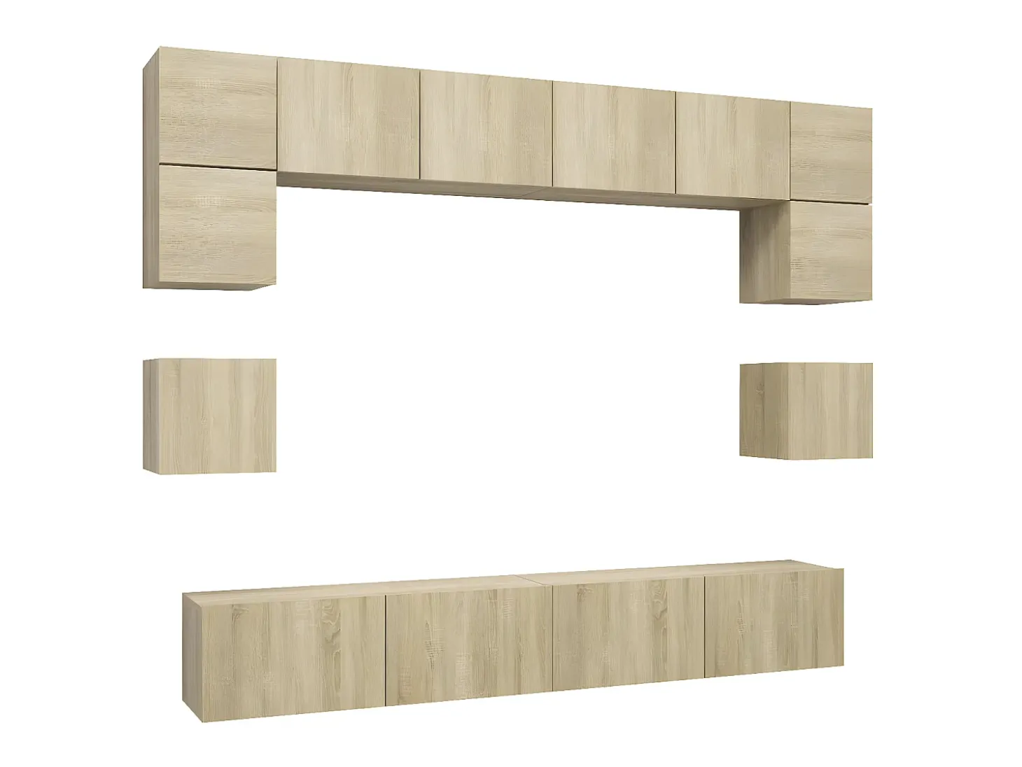 8pcs conjunto de móveis de TV derivados madeira carvalho sonoma PT370114