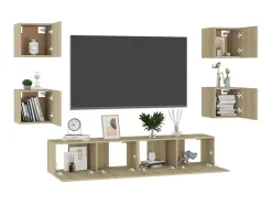 6pcs conjunto de móveis de TV derivados madeira carvalho sonoma PT764063
