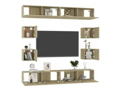 8pcs conjunto móveis de TV derivados de madeira carvalho sonoma PT835231