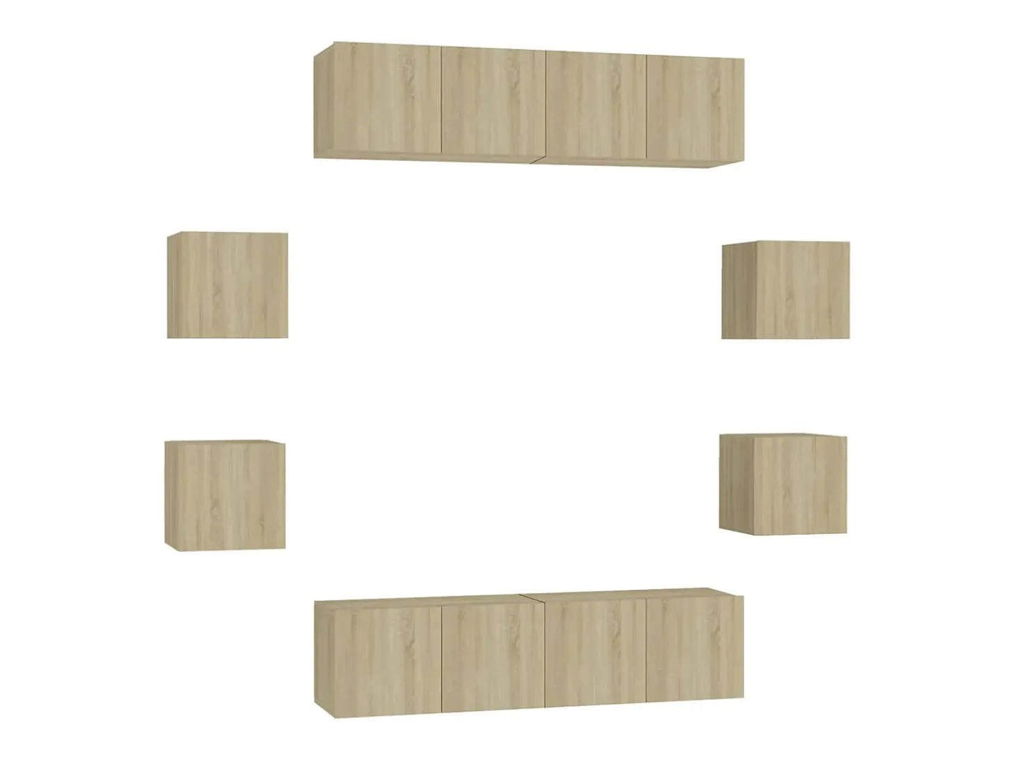 8pcs conjunto móveis de TV derivados de madeira carvalho sonoma PT705861