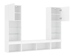 5pcs móveis de parede p/ TV c/ LEDs derivados de madeira branco