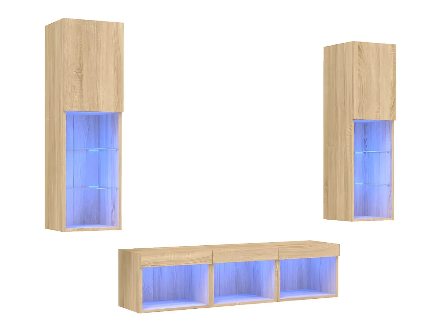 5pcs móveis parede p/ TV c/ LEDs deriv. madeira carvalho sonoma PT621922