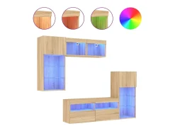 5pcs móveis parede p/ TV c/ LEDs deriv. madeira carvalho sonoma PT141982