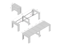 PETRA - Mesa de consola extensível de 42 cm a 3 metros - extensões integradas - capacidade para até 12 pessoas - Entrega gratuita