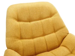 Poltron estilo escandinavo em tecido amarelo mostarda com design capitonê LUOSTO