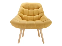 Poltron estilo escandinavo em tecido amarelo mostarda com design capitonê LUOSTO