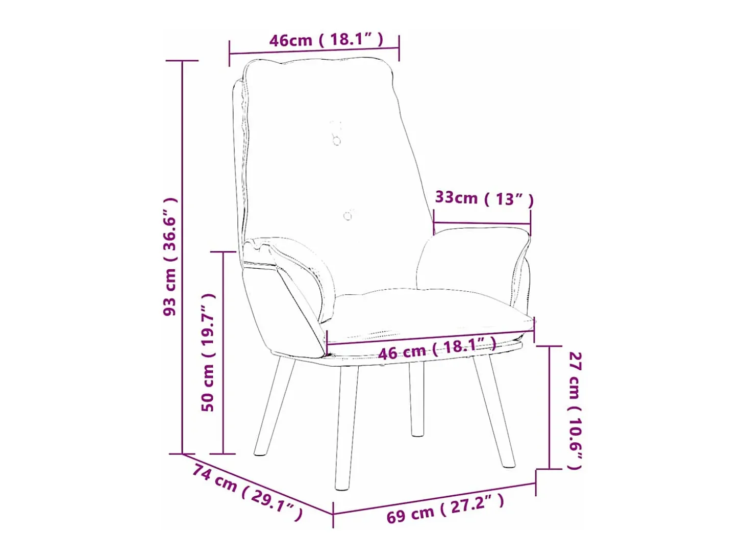 Poltrona | Cadeira de Sala | Cadeira Relaxante Rosa 69x74x93 cm tecido SHL339848