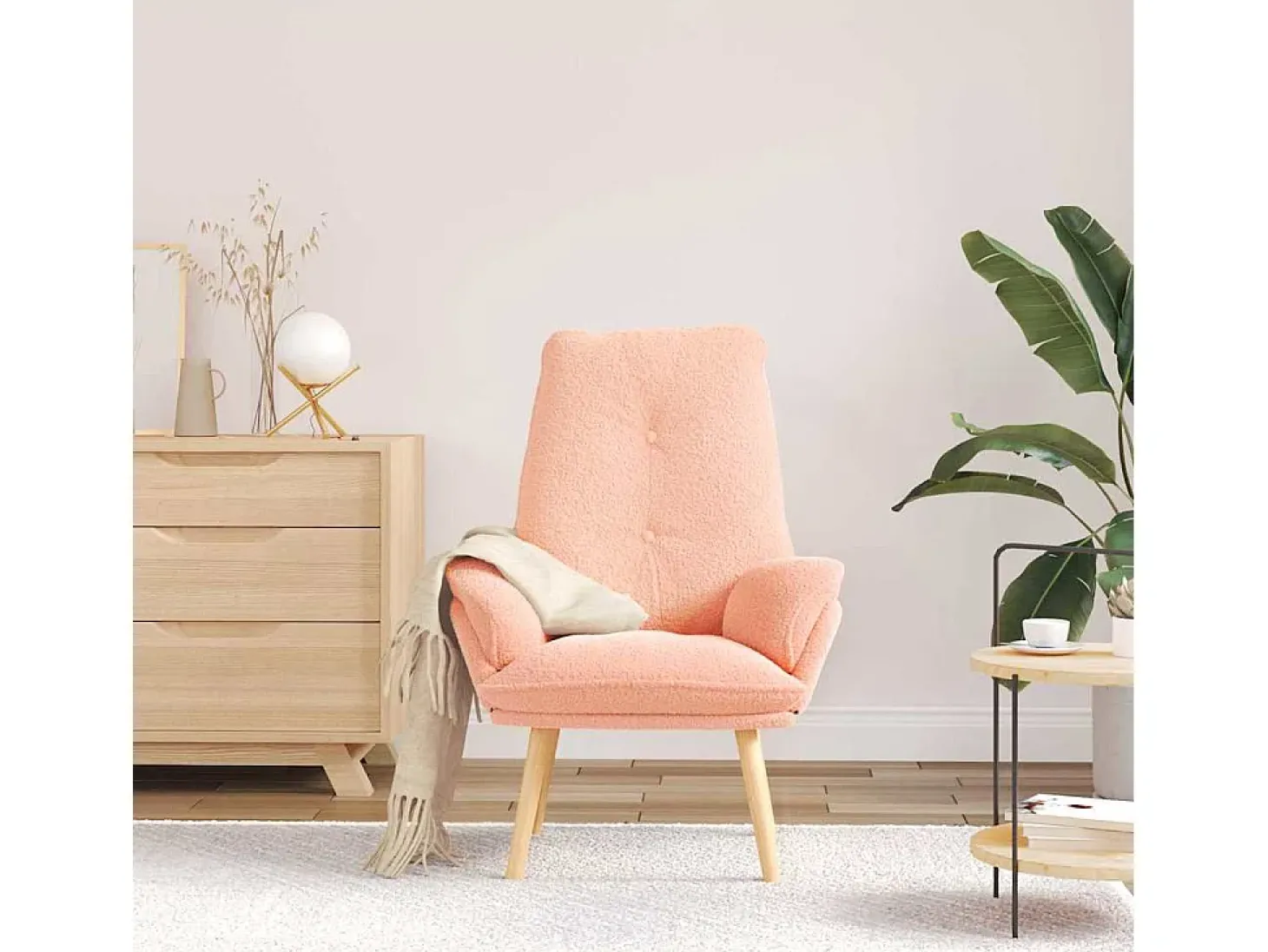 Poltrona | Cadeira de Sala | Cadeira Relaxante Rosa 69x74x93 cm tecido SHL339848