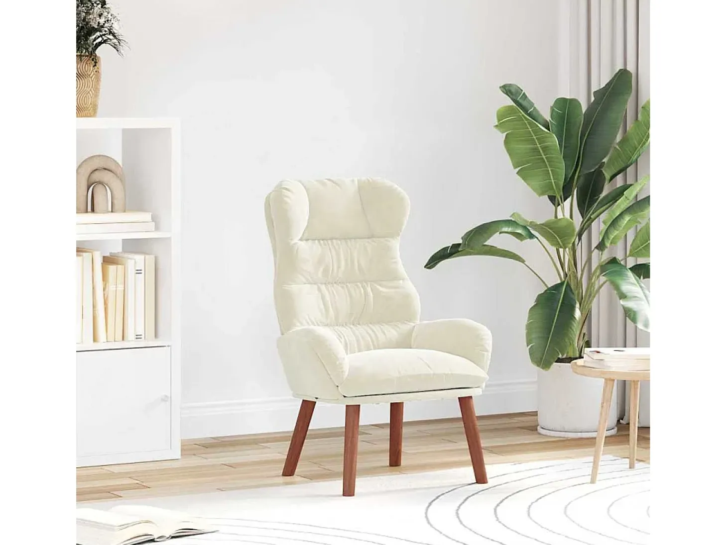 Poltrona | Cadeira de Sala | Cadeira Relaxante Creme 69x74x93 cm Veludo SHL378088