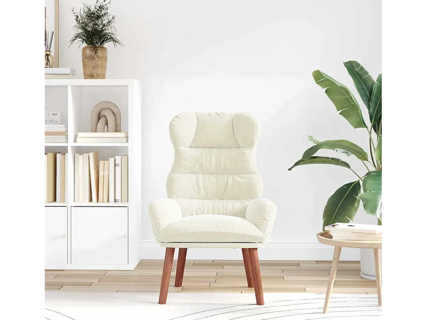 Poltrona | Cadeira de Sala | Cadeira Relaxante Creme 69x74x93 cm Veludo SHL378088