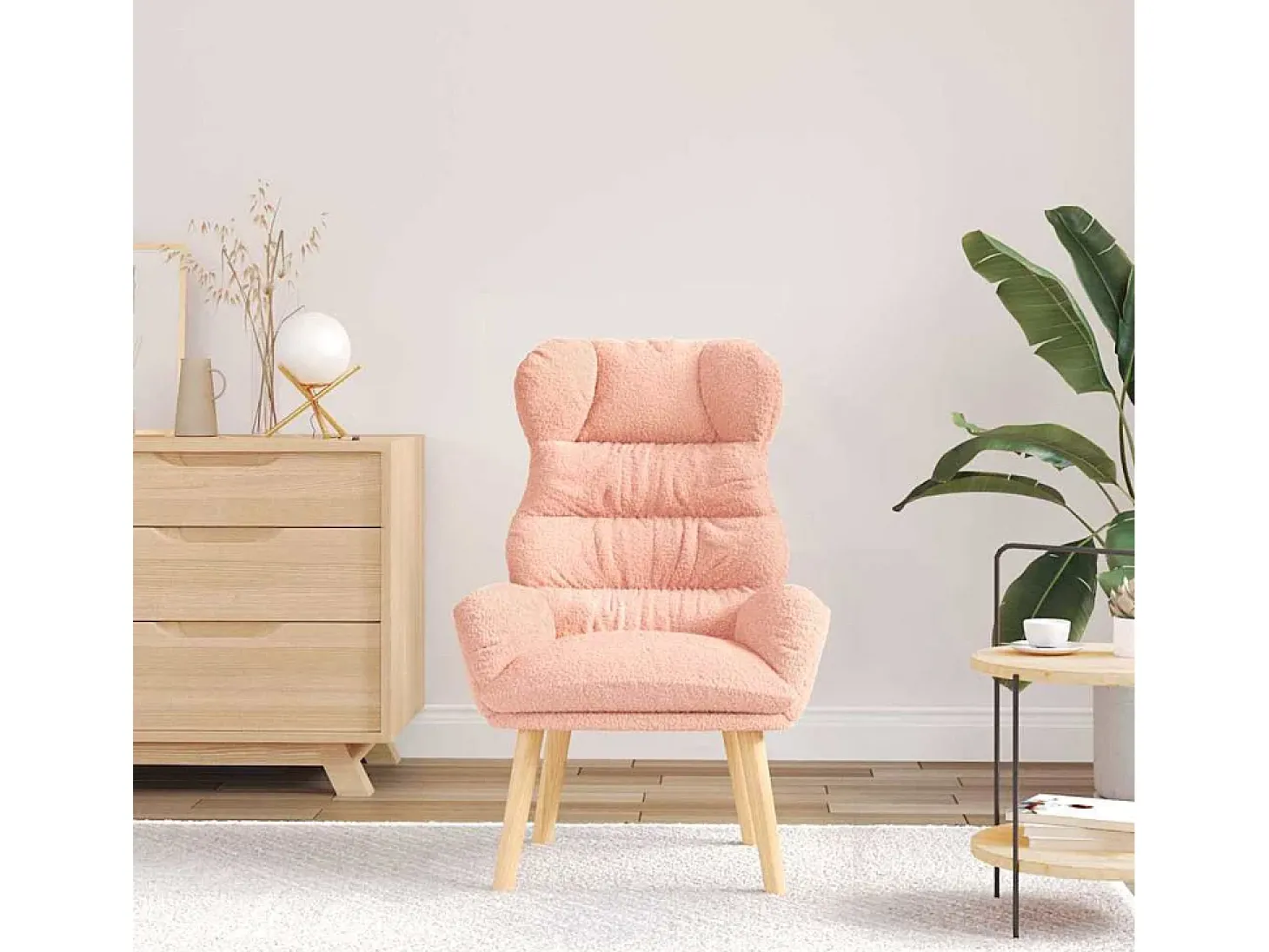 Poltrona | Cadeira de Sala | Cadeira Relaxante Rosa 69x74x93 cm tecido SHL71466