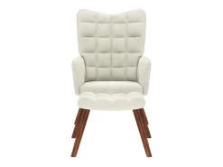 Poltrona | Cadeira de Sala | Cadeira Relaxante com Banco em Veludo Creme SHL101363