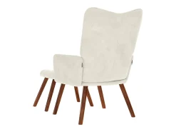 Poltrona | Cadeira de Sala | Cadeira Relaxante com Banco em Veludo Creme SHL101363