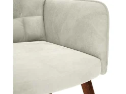 Poltrona | Cadeira de Sala | Cadeira Relaxante com Banco em Veludo Creme SHL101363