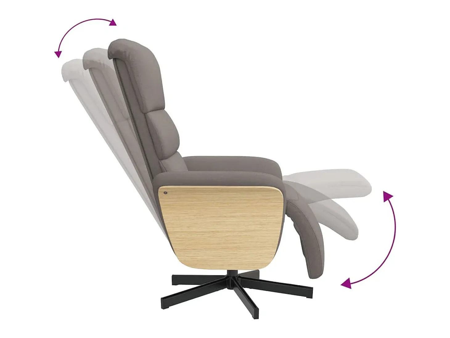 Poltrona | Cadeira Relax | Cadeira reclinável com apoio de pés tecido cinzento-acastanhado SHL289771