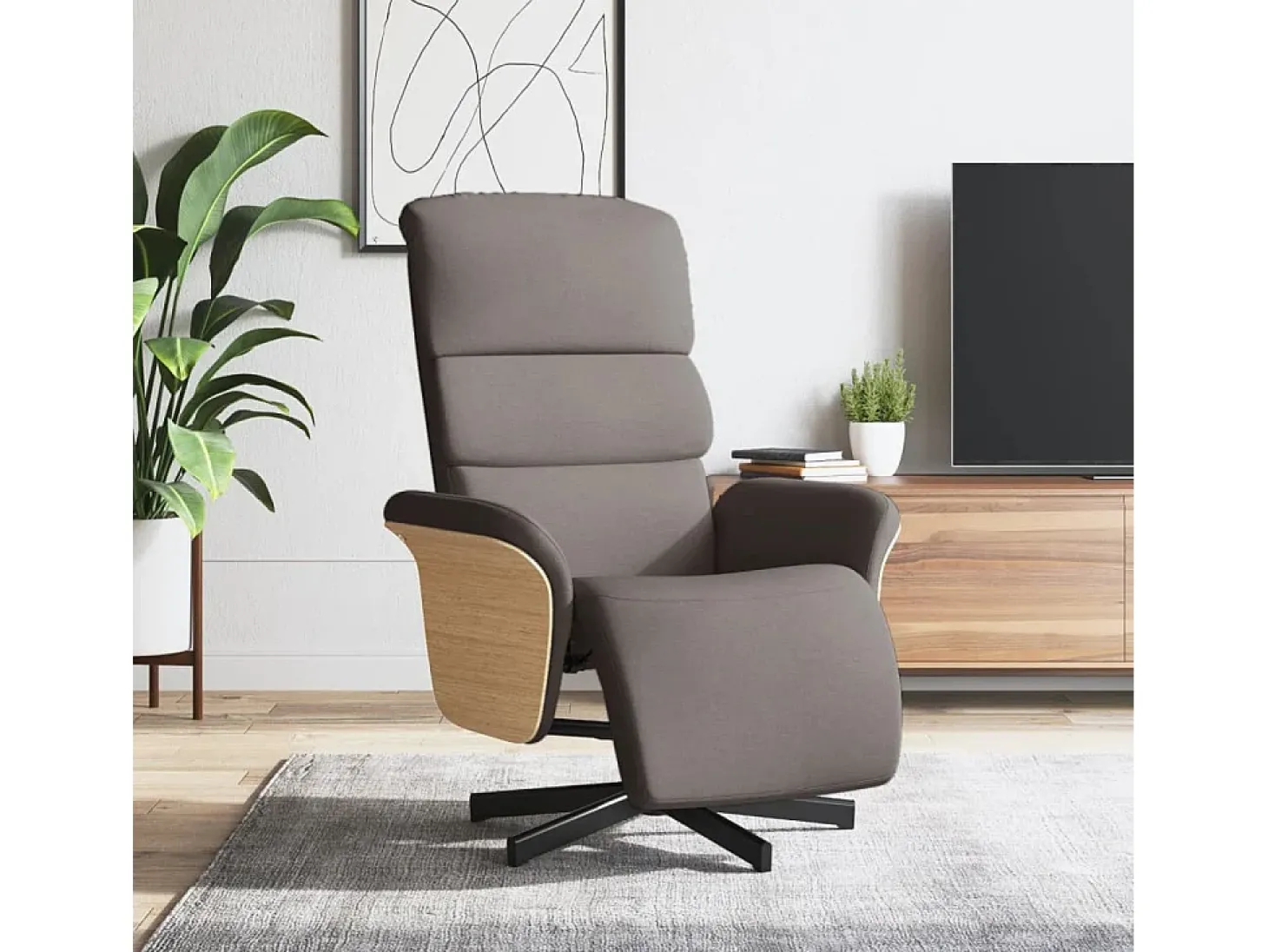 Poltrona | Cadeira Relax | Cadeira reclinável com apoio de pés tecido cinzento-acastanhado SHL289771