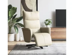 Poltrona | Cadeira Relax | Cadeira reclinável com apoio de pés couro artificial cor creme SHL822435